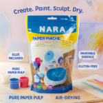 NARA Paper Mache Powder with Glue Included Extra Soft - Air Dry Paper Pulp for DIY Craft - 100g - Image 4