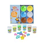 Kiddy Clay 6 Colours Modelling Dough Set - 50g Each - 6 Tubs, 10 Shape Cutters & Roller, Soft, Clay for Creative, Packed in Display Box, Ideal for Arts, Crafts & DIY Projects - 300g