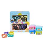 Kiddy Clay 4 Colours Modelling Dough Set - 25g Each - 4 Tubs, 4 Fun Shape Cutters, Soft, Air-Drying Clay for Creative Crafting, Packed in Paper Box, Ideal for Arts, Crafts & DIY Projects - 100g