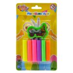 Kiddy Clay Modelling & Sculpting (25g.) & Shape Maker in Blister Card, Colourful Reusable DIY Soft, Creative Art Skill & Crafts, Ideal Gift for Kids - Sticks of Clay & Blister Card