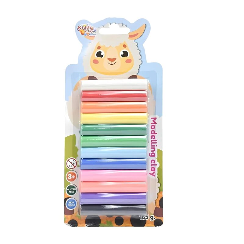 12 Round Sticks of Clay (165 g.) in Blister Card, Colourful Reusable DIY Soft Clay, Creative Art & Crafts, Ideal Gift for Kids