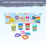 Kiddy Clay Combo Pack of 3 – 4 Tubs x 100g Modelling Dough with 4 Shape Cutters & 150g Round Clay Sticks with 4 Cutters & Roller – Soft, Soft Clay for Creative DIY Projects, Arts & Crafts - Image 2