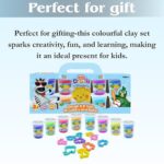 Kiddy Clay 8 Colours Modelling Dough Set - 50g Each - 8 Tubs, 10 Shape Cutters & Mini Roller, Soft, Clay for Creative, Packed in Paper Box, Ideal for Arts, Crafts & DIY Projects - 400g - Image 3