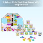 Kiddy Clay 6 Colours Modelling Dough Set - 120g Each - 12 Tubs, 12 Fun Shape Cutters, Soft, Air-Drying Clay for Creative Crafting, Packed in Display Box, Ideal for Arts, Crafts & DIY Projects - 720g - Image 3