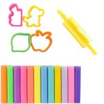 Kiddy Clay Round Sticks of Clay (150g.) 4 Cutters and Roller in Blister Card, Colourful Reusable DIY Soft, Creative Art Skill & Crafts, Ideal Gift for Kids – Sticks of Clay & Blister Card - Image 3