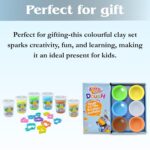 Kiddy Clay 6 Colours Modelling Dough Set - 50g Each - 6 Tubs, 10 Shape Cutters & Roller, Soft, Clay for Creative, Packed in Display Box, Ideal for Arts, Crafts & DIY Projects - 300g - Image 3