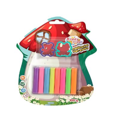 Kiddy Clay Modelling & Sculpting Clay with Cutters, Colorful Reusable DIY Children Soft Clay, Creative Art & Crafts, Ideal Gift for Kids, Blister Card Pack, 8 Vibrant Colors