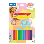 12 Vibrant colour Modelling & Sculpting Clay (150 g.) + 4 Cutter + 1 Roller + 1 Tool - Reusable DIY Art & Crafts, Children Soft Clay