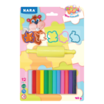 12 Vibrant colour Modelling & Sculpting Clay (165 g.) + 5 Cutter + 1 Roller - Reusable DIY Art & Crafts, Children Soft Clay