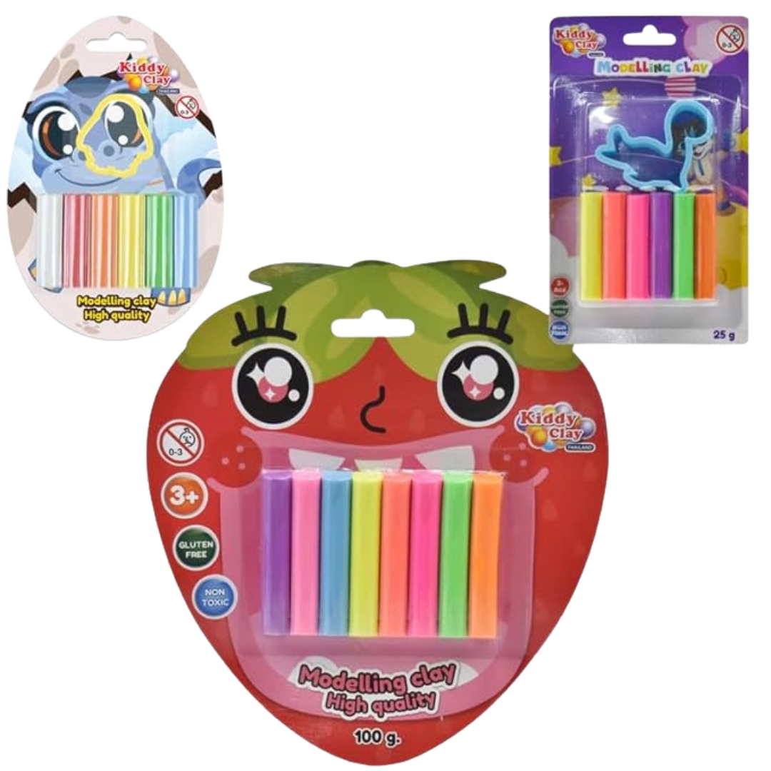 Untitled design (39) Kiddy Clay Modelling & Sculpting Clay Set for Soft and Slim - Multicolor - Pack of 3 (25g, 50g & 100g) - Image 1