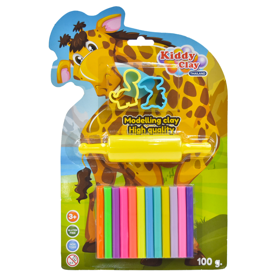 Untitled design (6) 12 Modelling & Sculpting Clay with 2 Cutter & 1 Roller (100 g.) - Image 1